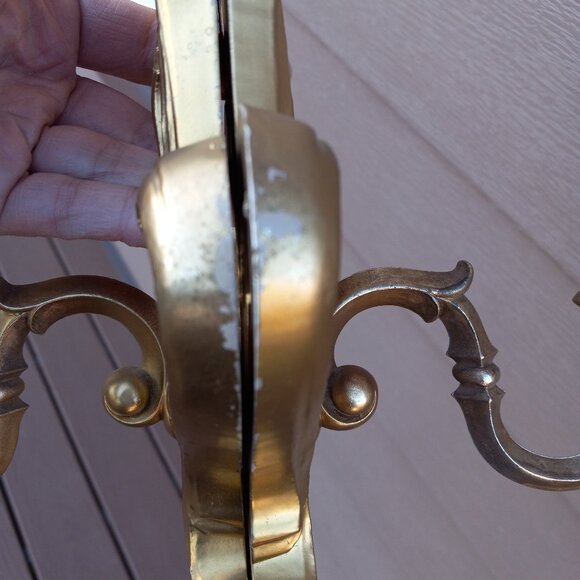 Vintage Syroco Gold Ornate Wall Sconces Candle Holders Set of 2 # 2336 DAMAGED - Picture 9 of 16